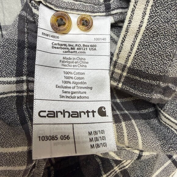 Carhartt Women’s Convertible Plaid Shirt Medium Black White EUC - Picture 8 of 12
